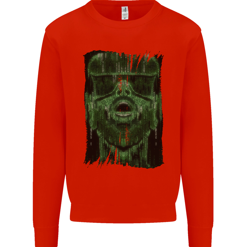 VR Man Virtual Reality Gaming Gamer Kids Sweatshirt Jumper Bright Red