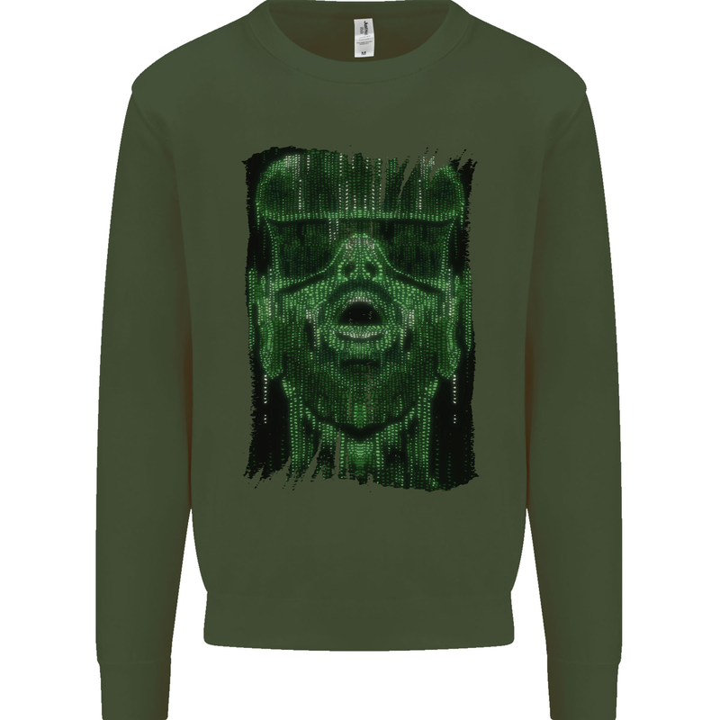 VR Man Virtual Reality Gaming Gamer Kids Sweatshirt Jumper Forest Green
