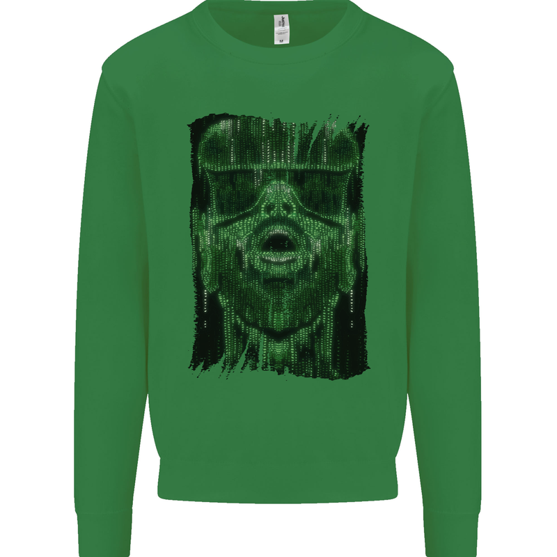 VR Man Virtual Reality Gaming Gamer Kids Sweatshirt Jumper Irish Green