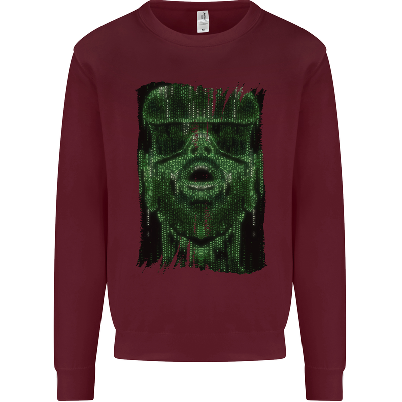 VR Man Virtual Reality Gaming Gamer Kids Sweatshirt Jumper Maroon