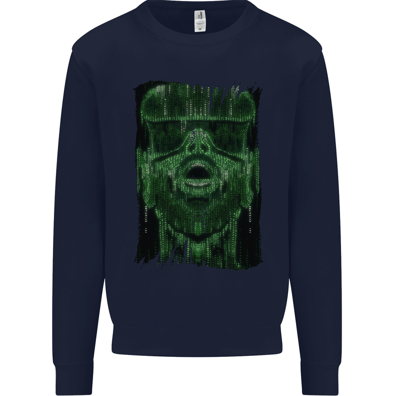 VR Man Virtual Reality Gaming Gamer Kids Sweatshirt Jumper Navy Blue