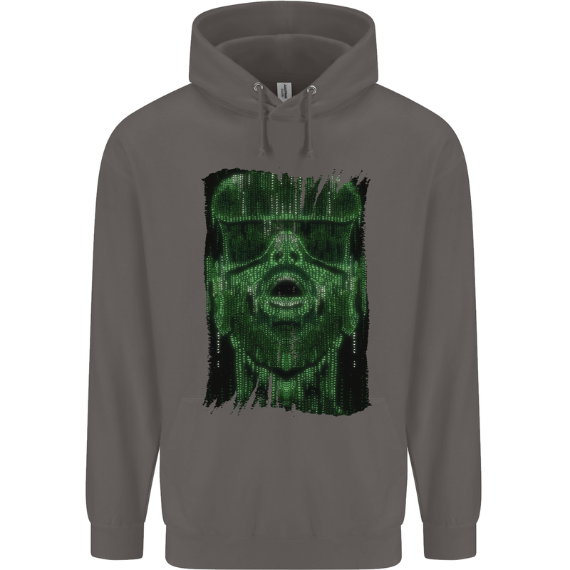 VR Man Virtual Reality Gaming Gamer Mens 80% Cotton Hoodie Charcoal