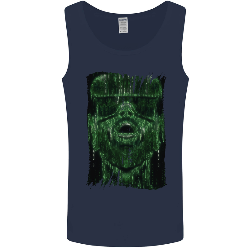 VR Man Virtual Reality Gaming Gamer Mens Vest Tank Top Navy Blue