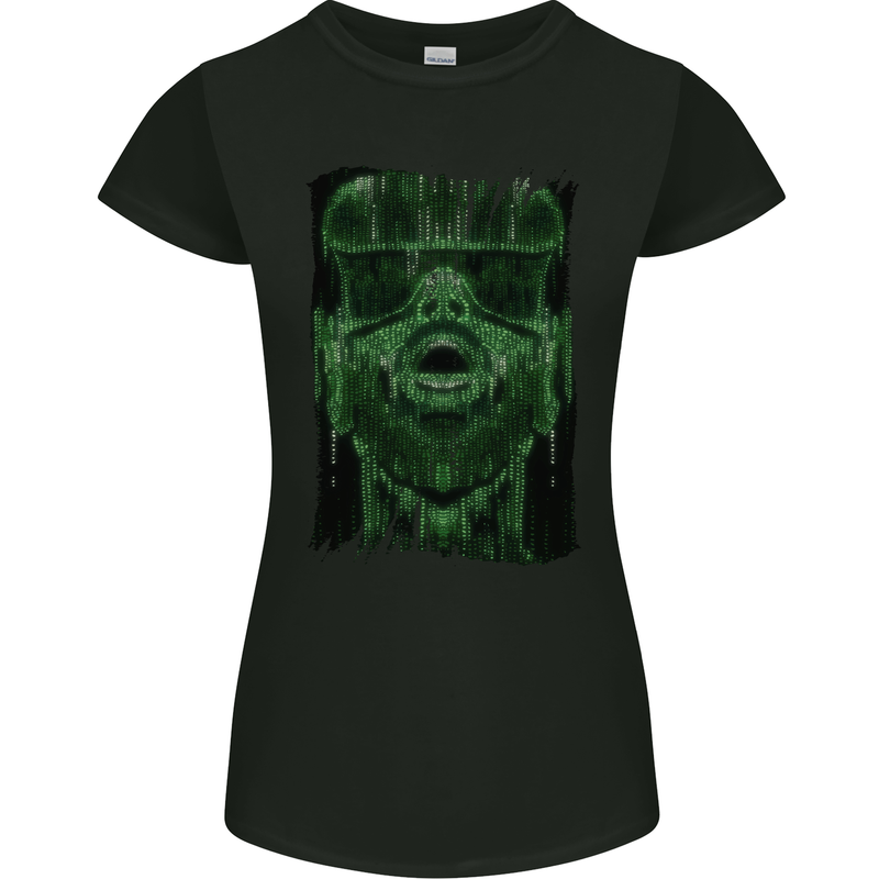 VR Man Virtual Reality Gaming Gamer Womens Petite Cut T-Shirt Black