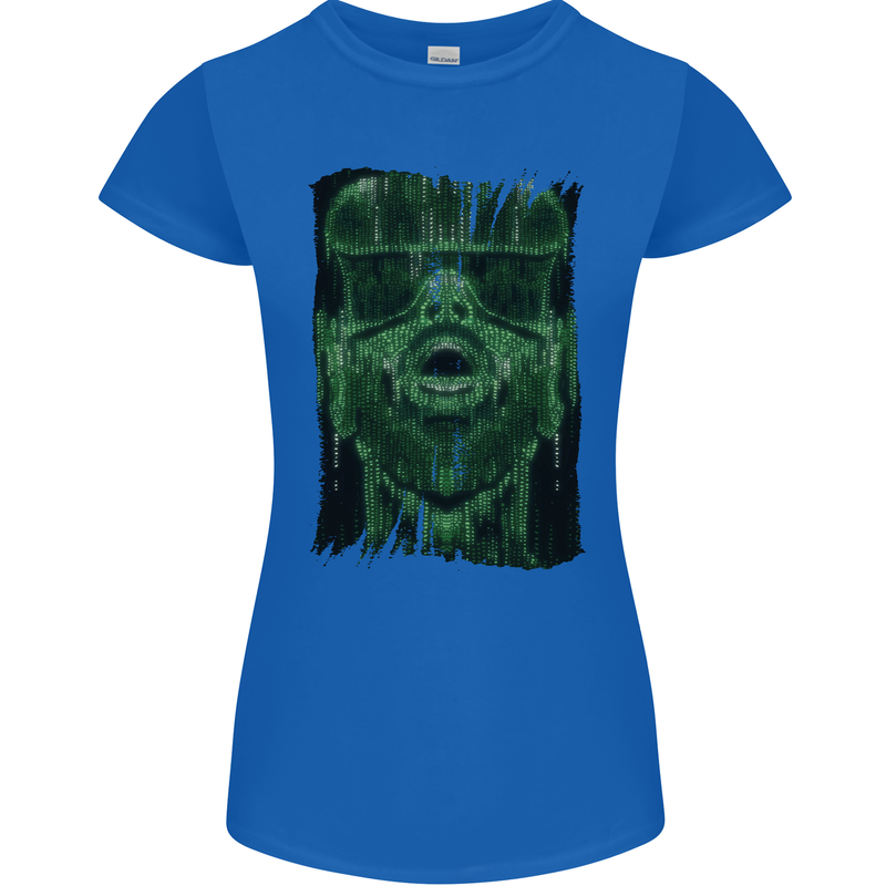 VR Man Virtual Reality Gaming Gamer Womens Petite Cut T-Shirt Royal Blue