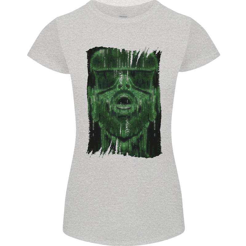 VR Man Virtual Reality Gaming Gamer Womens Petite Cut T-Shirt Sports Grey