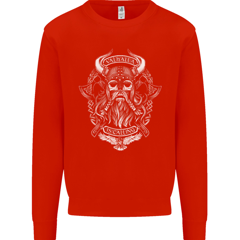 Valhalla is Calling Vikings Odin Thor Gym Mens Sweatshirt Jumper Bright Red