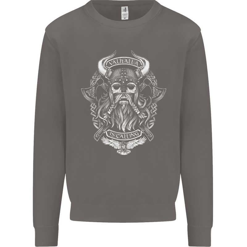 Valhalla is Calling Vikings Odin Thor Gym Mens Sweatshirt Jumper Charcoal