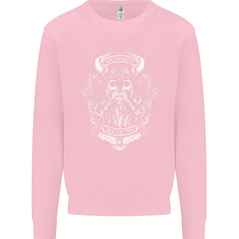 Valhalla is Calling Vikings Odin Thor Gym Mens Sweatshirt Jumper Light Pink