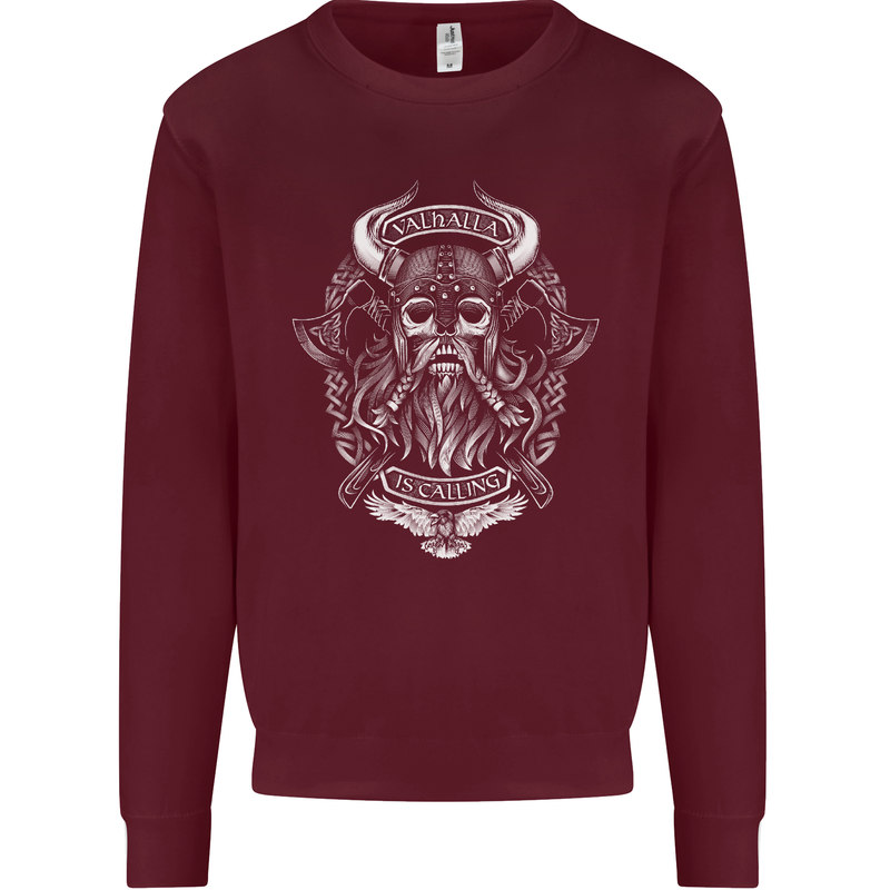 Valhalla is Calling Vikings Odin Thor Gym Mens Sweatshirt Jumper Maroon