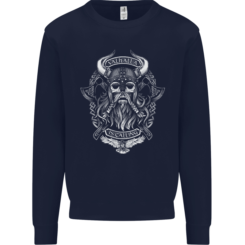 Valhalla is Calling Vikings Odin Thor Gym Mens Sweatshirt Jumper Navy Blue