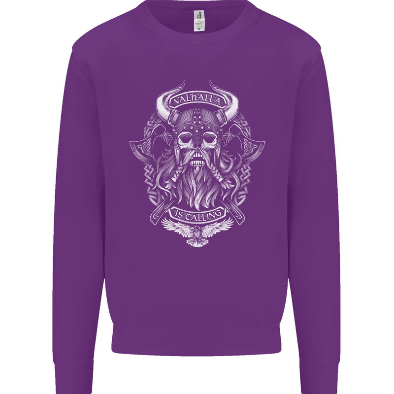 Valhalla is Calling Vikings Odin Thor Gym Mens Sweatshirt Jumper Purple