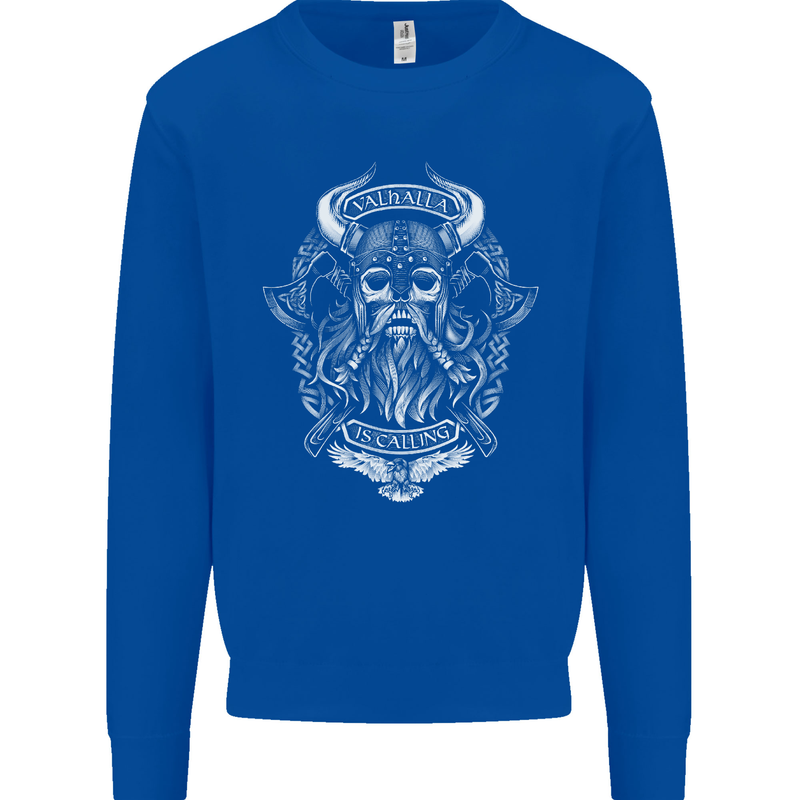 Valhalla is Calling Vikings Odin Thor Gym Mens Sweatshirt Jumper Royal Blue