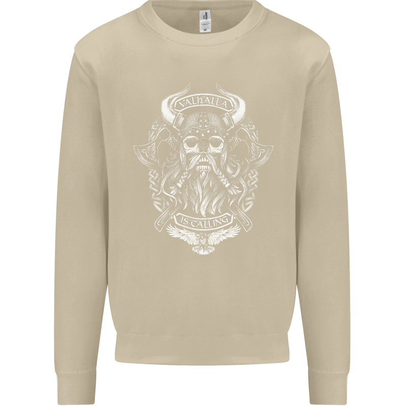 Valhalla is Calling Vikings Odin Thor Gym Mens Sweatshirt Jumper Sand