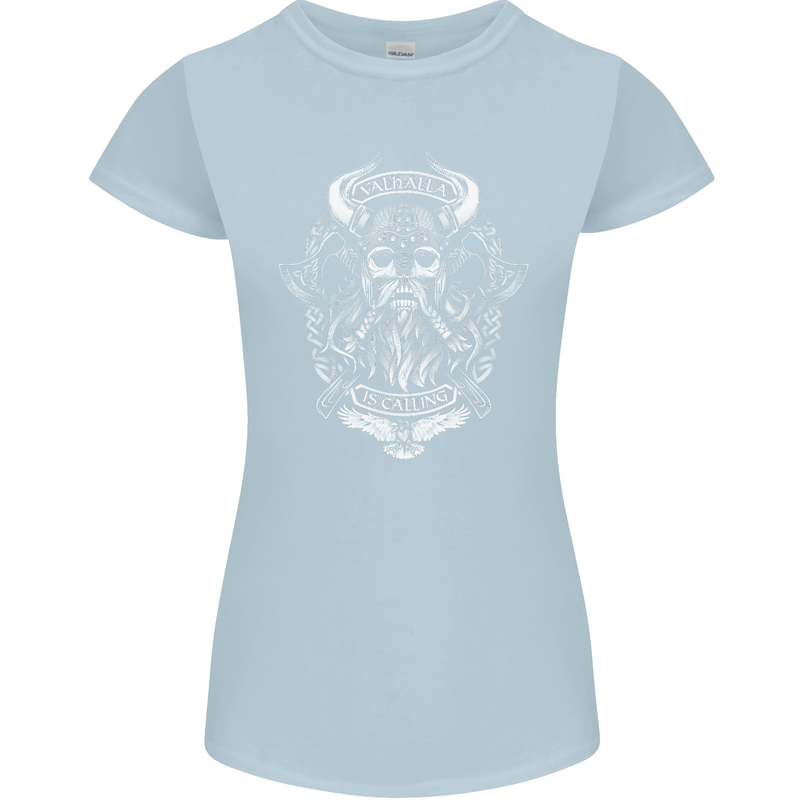 Valhalla is Calling Vikings Odin Thor Gym Womens Petite Cut T-Shirt Light Blue