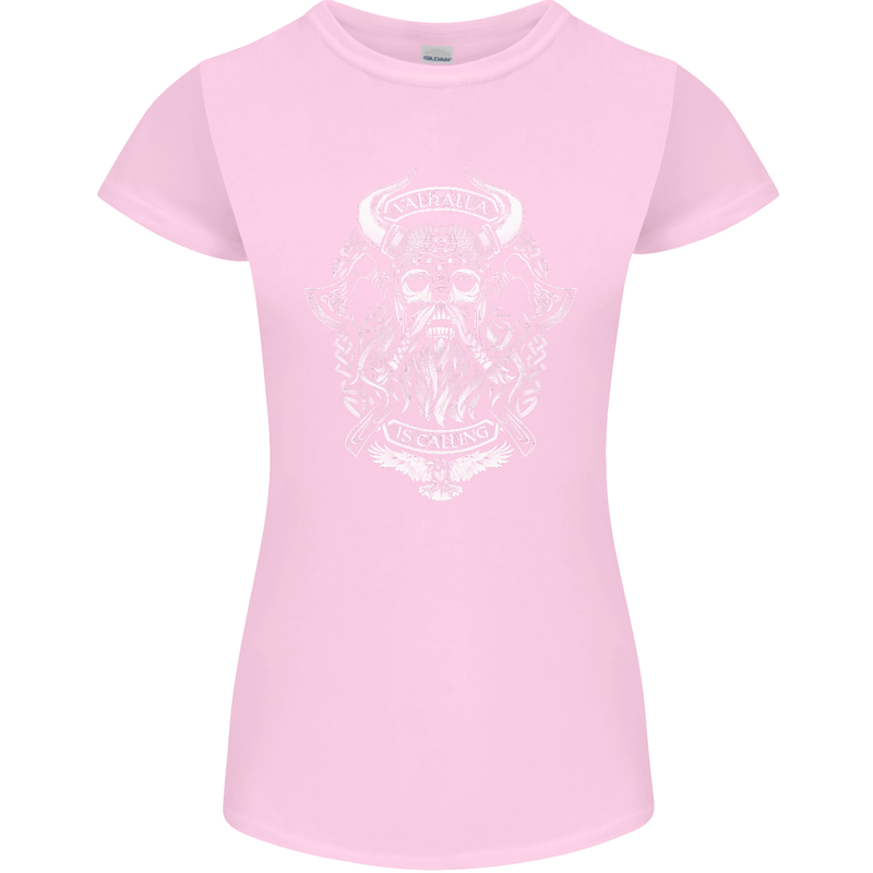Valhalla is Calling Vikings Odin Thor Gym Womens Petite Cut T-Shirt Light Pink