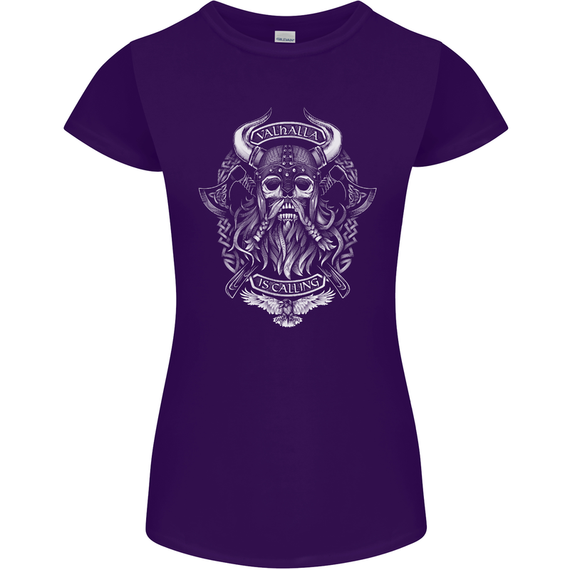 Valhalla is Calling Vikings Odin Thor Gym Womens Petite Cut T-Shirt Purple