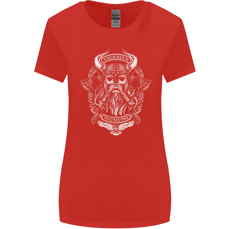 Valhalla is Calling Vikings Odin Thor Gym Womens Wider Cut T-Shirt Red