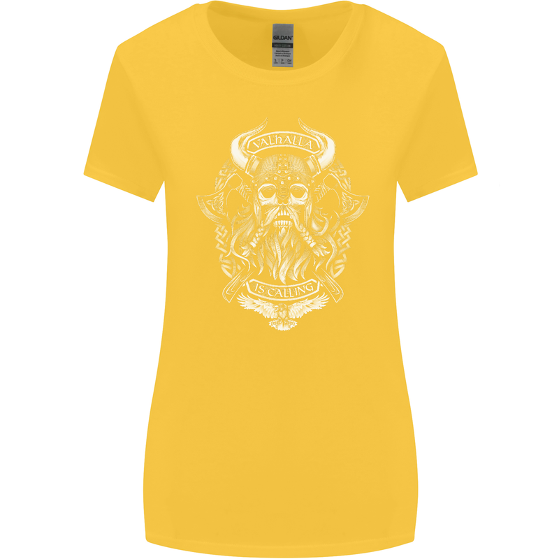 Valhalla is Calling Vikings Odin Thor Gym Womens Wider Cut T-Shirt Yellow