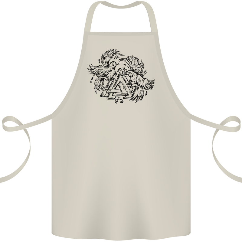 Valknut Symbol With Ravens Viking Cotton Apron 100% Organic Natural