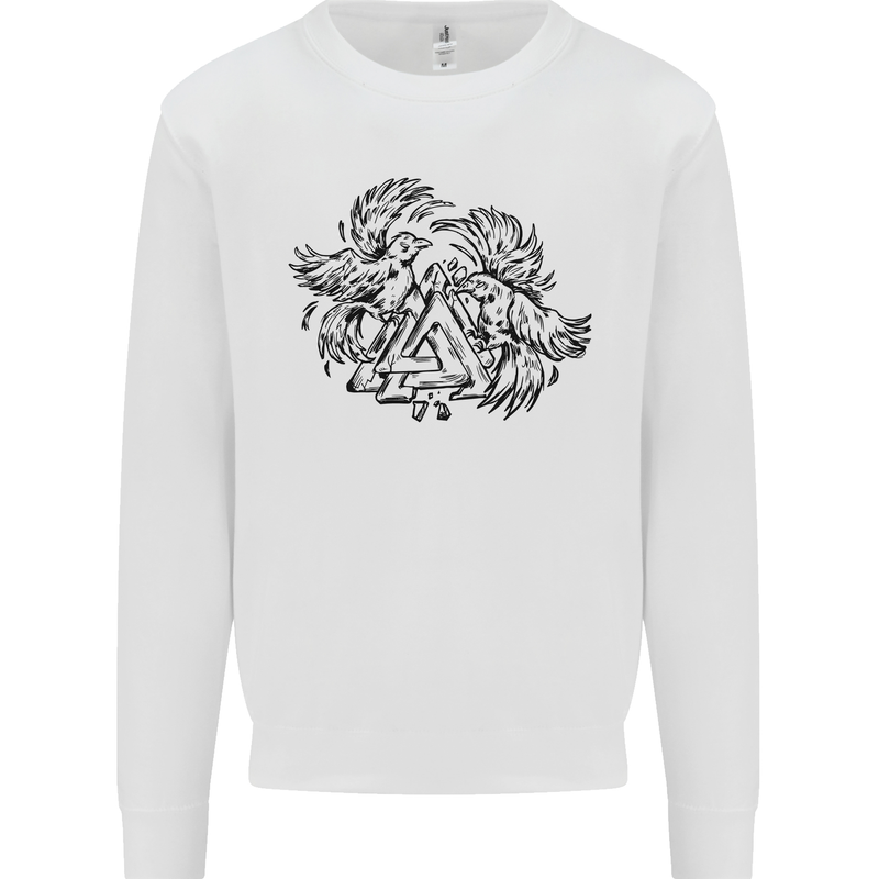 Valknut Symbol With Ravens Viking Kids Sweatshirt Jumper White