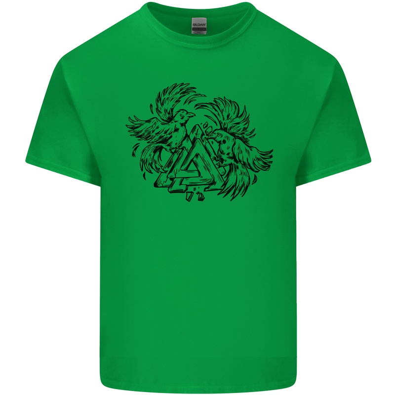 Valknut Symbol With Ravens Viking Kids T-Shirt Childrens Irish Green