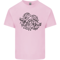 Valknut Symbol With Ravens Viking Kids T-Shirt Childrens Light Pink