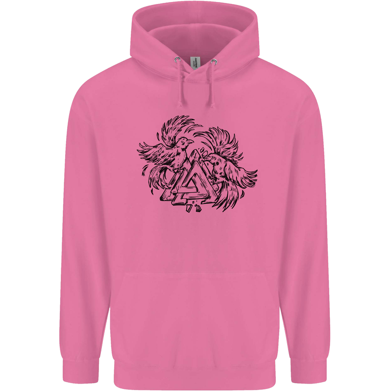 Valknut Symbol With Ravens Viking Mens 80% Cotton Hoodie Azelea