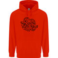 Valknut Symbol With Ravens Viking Mens 80% Cotton Hoodie Bright Red