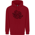 Valknut Symbol With Ravens Viking Mens 80% Cotton Hoodie Red