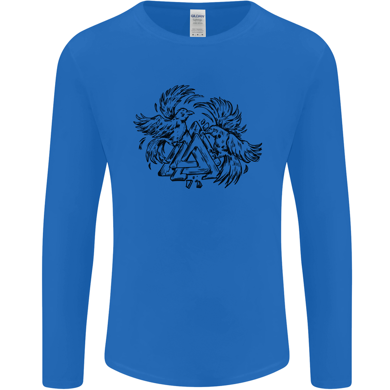 Valknut Symbol With Ravens Viking Mens Long Sleeve T-Shirt Royal Blue