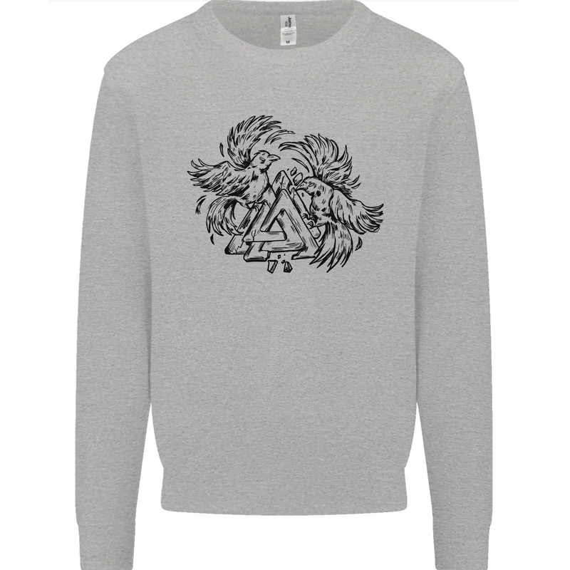 Valknut Symbol With Ravens Viking Mens Sweatshirt Jumper Sports Grey