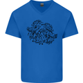 Valknut Symbol With Ravens Viking Mens V-Neck Cotton T-Shirt Royal Blue
