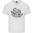 Valknut Symbol With Ravens Viking Mens V-Neck Cotton T-Shirt White