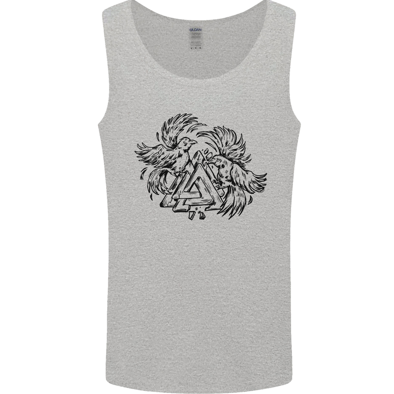 Valknut Symbol With Ravens Viking Mens Vest Tank Top Sports Grey
