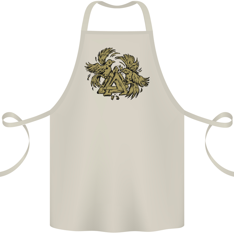 Valknut Symbol With Ravens Vikings Cotton Apron 100% Organic Natural