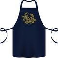 Valknut Symbol With Ravens Vikings Cotton Apron 100% Organic Navy Blue