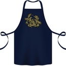 Valknut Symbol With Ravens Vikings Cotton Apron 100% Organic Navy Blue