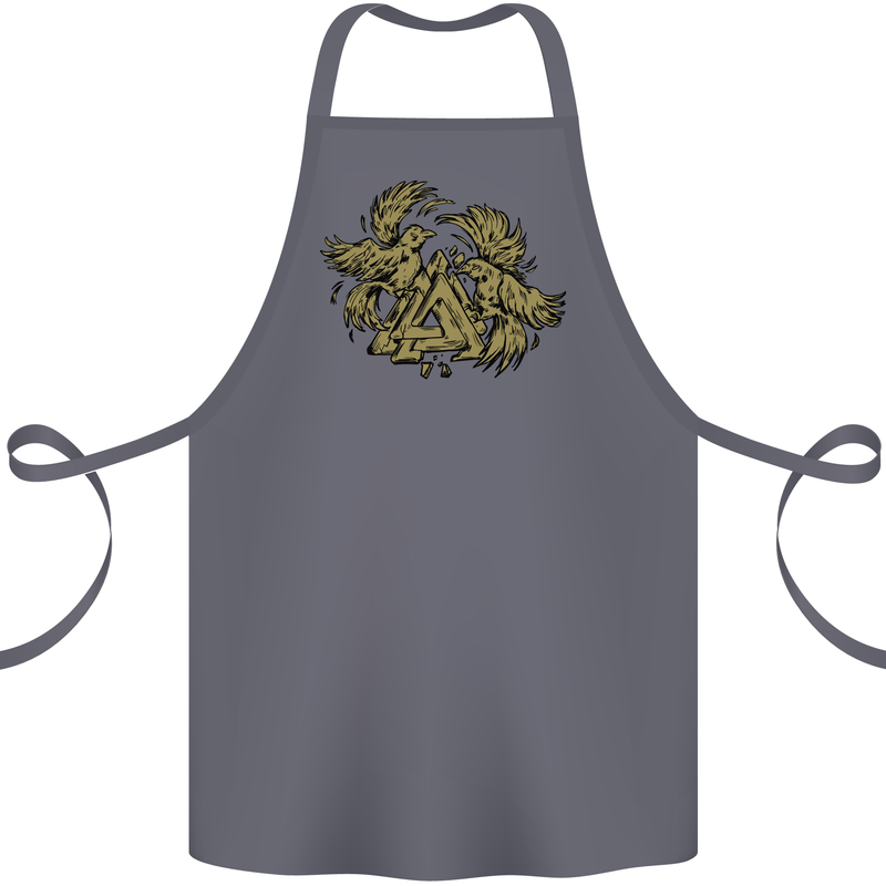 Valknut Symbol With Ravens Vikings Cotton Apron 100% Organic Steel