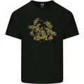 Valknut Symbol With Ravens Vikings Kids T-Shirt Childrens Black