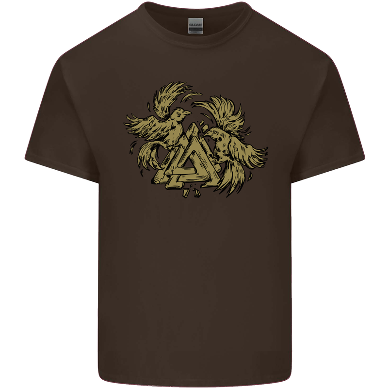 Valknut Symbol With Ravens Vikings Kids T-Shirt Childrens Chocolate