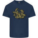 Valknut Symbol With Ravens Vikings Kids T-Shirt Childrens Navy Blue