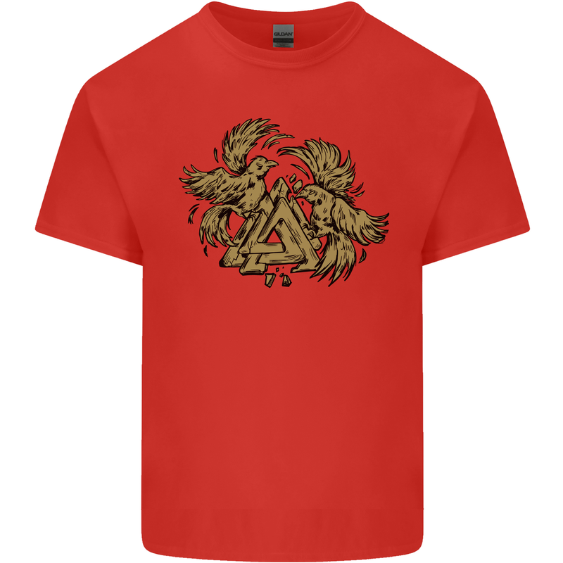 Valknut Symbol With Ravens Vikings Kids T-Shirt Childrens Red