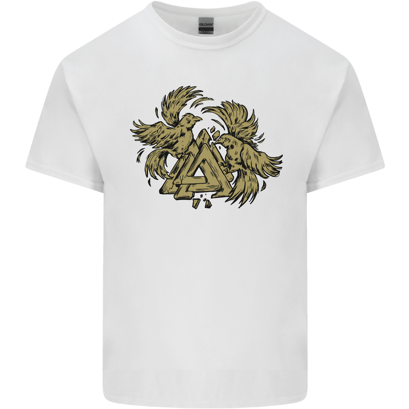 Valknut Symbol With Ravens Vikings Kids T-Shirt Childrens White