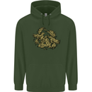 Valknut Symbol With Ravens Vikings Mens 80% Cotton Hoodie Forest Green