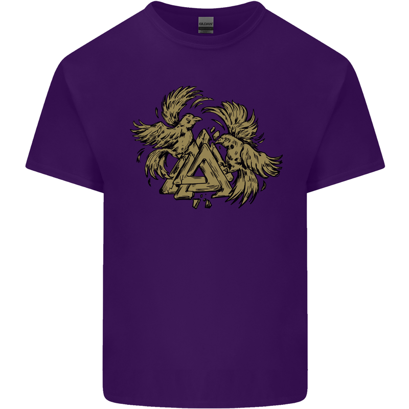 Valknut Symbol With Ravens Vikings Mens Cotton T-Shirt Tee Top Purple