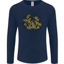 Valknut Symbol With Ravens Vikings Mens Long Sleeve T-Shirt Navy Blue