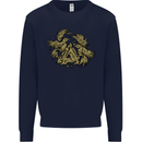 Valknut Symbol With Ravens Vikings Mens Sweatshirt Jumper Navy Blue