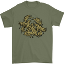 Valknut Symbol With Ravens Vikings Mens T-Shirt 100% Cotton Military Green