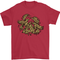 Valknut Symbol With Ravens Vikings Mens T-Shirt 100% Cotton Red